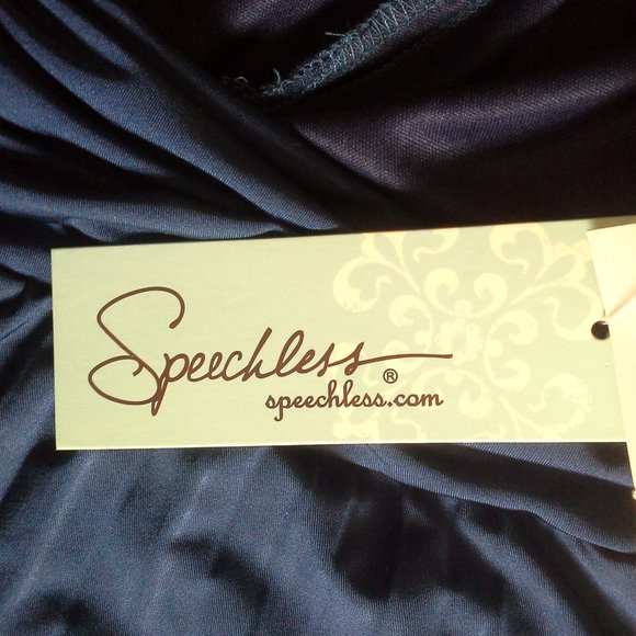 Junior's Blue Prom Dress - Rhinestone Buckle - Cutout Sides and Back - Picture 8 of 11